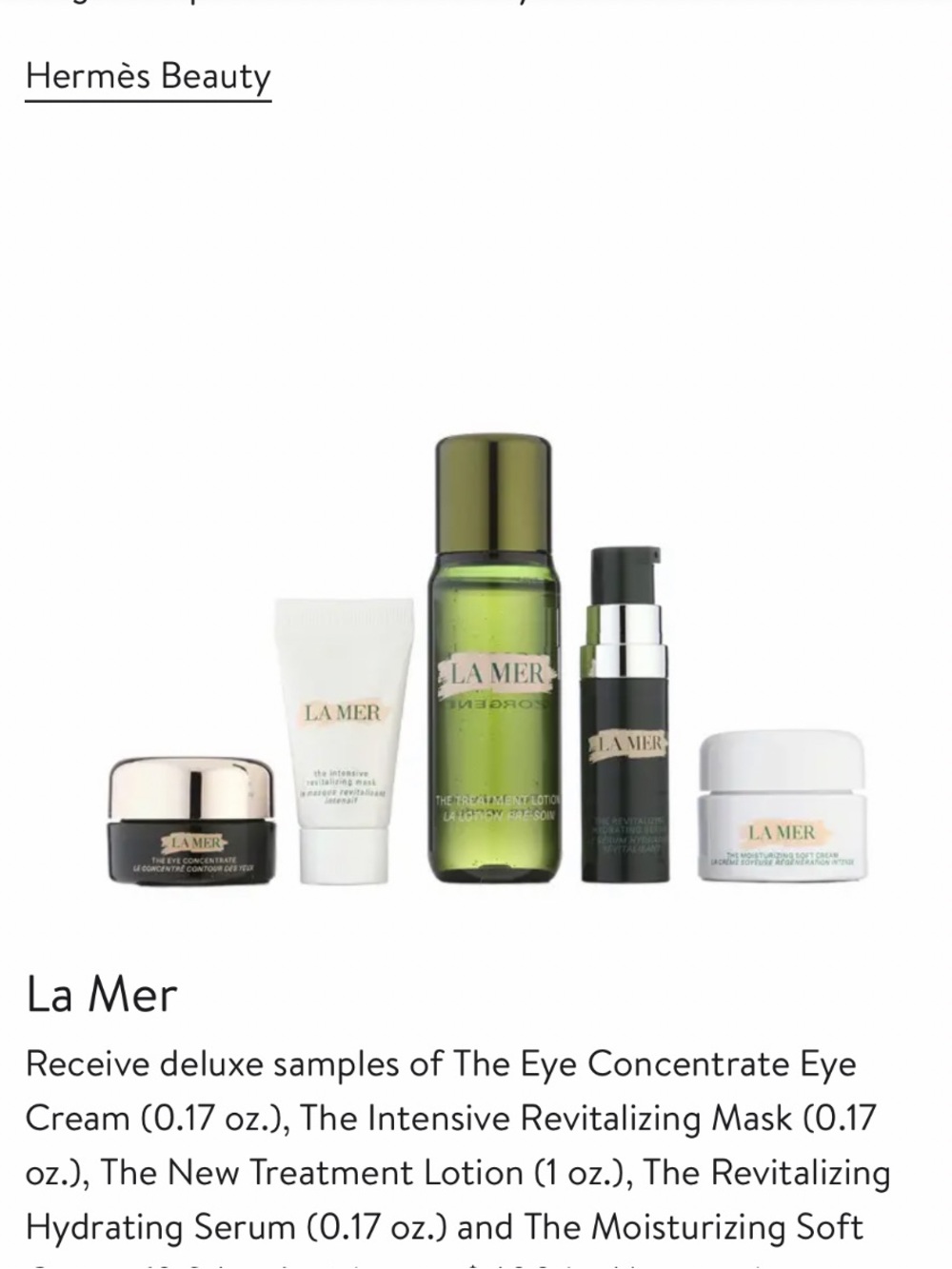 La mer skincare set 5 piece Travel size